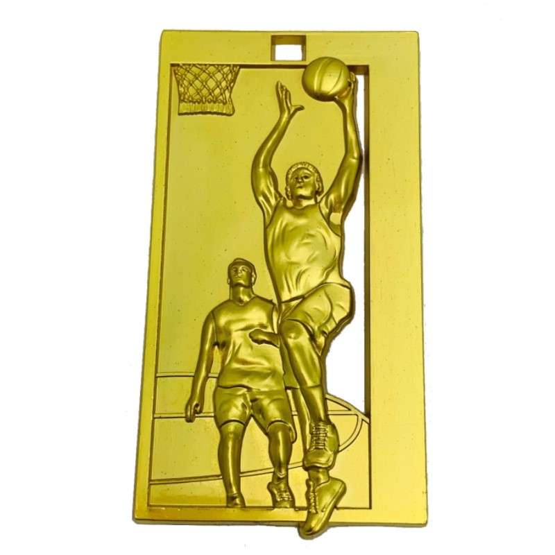 RECTANGLE BASKETBALL MEDAL 65MM