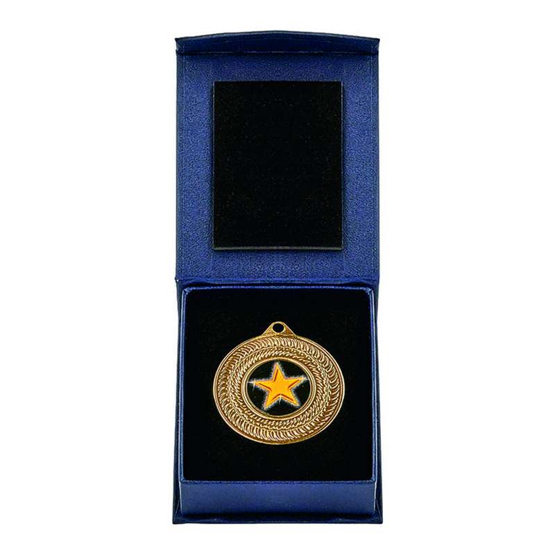 50mm Medal in Blue Medal Case - Gold