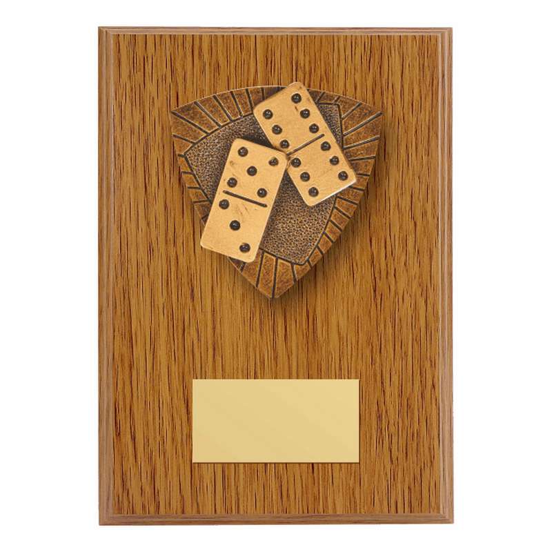 Wood Plaque with Resin Dominoes Trim – Light Oak