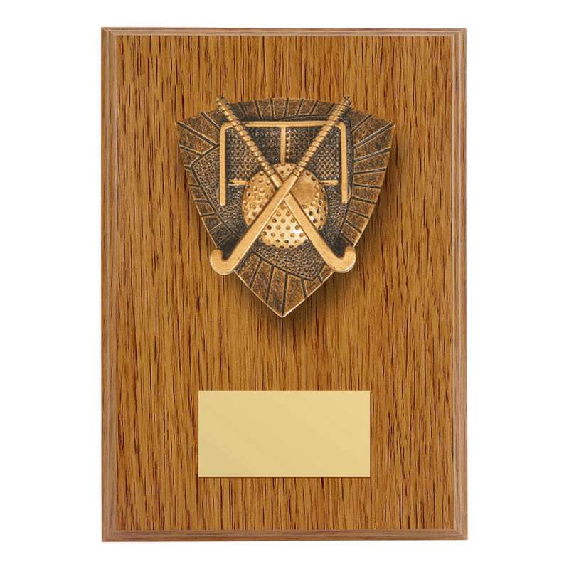 Wood Plaque with Resin Hockey Trim – Light Oak