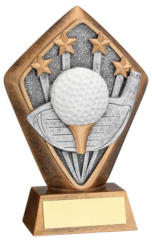 BRZ/GOLD DIAMOND HOLDER WITH GOLF DISC AND PLATE – 5.25in