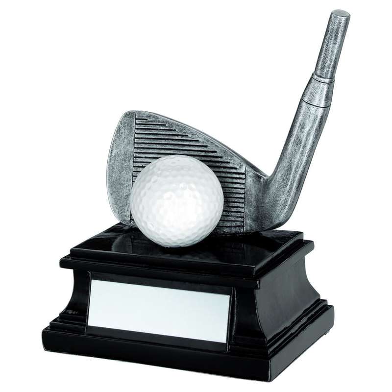 PEW/WHITE/BLACK GOLF CLUB AND BALL WITH PLATE WEDGE – 6in