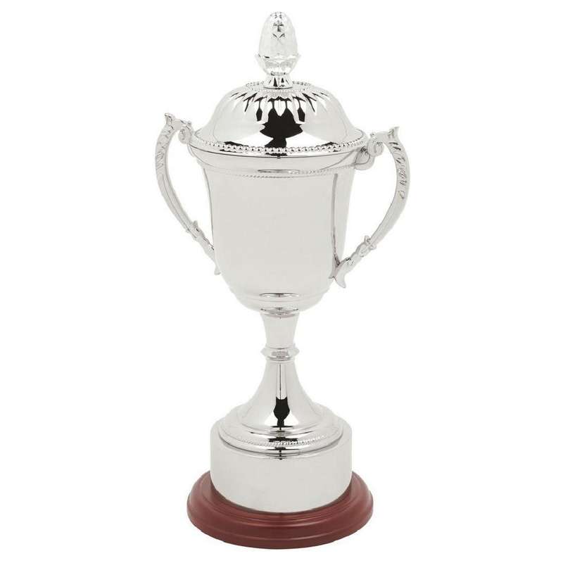 Nickel Plated Cup with Plinth Band & Lid – Silver